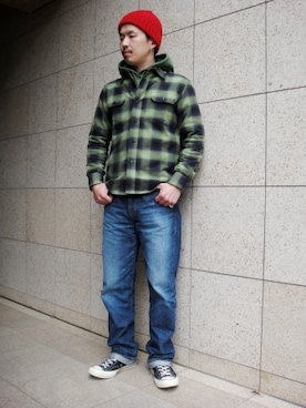 「CALEE（キャリー）のアイテム」を使った、RealjamSTAFFさん（メンズ・170cm）の冬コーディネート