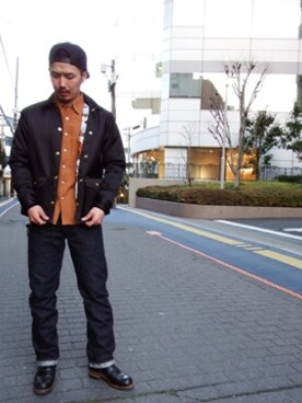 「CALEE（キャリー）のアイテム」を使った、RealjamSTAFFさん（メンズ・170cm）の冬コーディネート