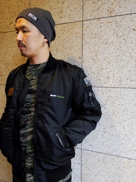 「Back Channel（バックチャンネル）のアイテム（ミリタリージャケット）」を使った、RealjamSTAFFさん（メンズ・170cm）の秋コーディネート