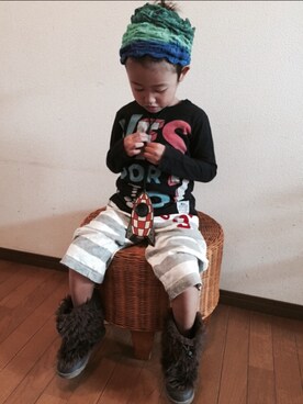 「F.O.KIDS（エフオーキッズ）のアイテム（Tシャツ/カットソー、ブラック系）」を使った、るかるかさん（メンズ・165cm）の秋コーディネート