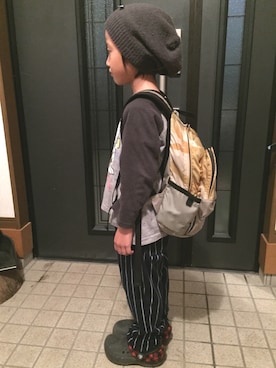「THE NORTH FACE（ザノースフェイス）のアイテム（バックパック/リュック、イエロー系）」を使った、るかるかさん（メンズ・165cm）の秋コーディネート