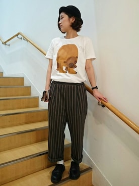 「Design Tshirts Store graniph（デザイン　ティーシャツ　ストア　グラニフ）のアイテム（トップス）」を使った、Siさん（レディース・155cm）の春コーディネート