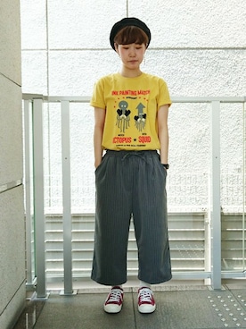 「Design Tshirts Store graniph（デザイン　ティーシャツ　ストア　グラニフ）のアイテム（トップス）」を使った、Siさん（レディース・155cm）の夏コーディネート