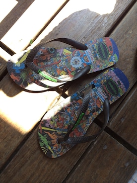 「havaianas（ハワイアナス）のFind Wally's （サンダル、ブラック系）」を使った、Jimmy Huangさん（メンズ・178cm）の夏コーディネート