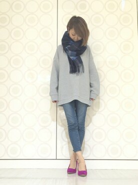「DRWCYS（ドロシーズ）のアイテム（スウェット）」を使った、maoさん（レディース・156cm）の秋コーディネート