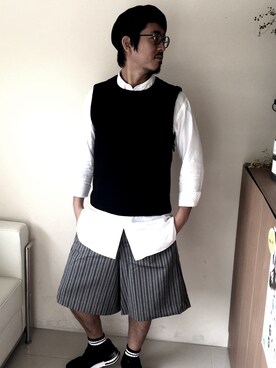 「EN ROUTE（アンルート）のアイテム（ベスト）」を使った、Atsushi Suzukiさん（メンズ・172cm）の冬コーディネート