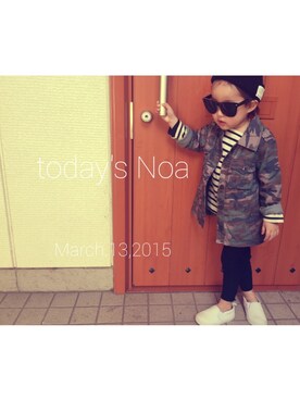 「ボーダーTシャツ」｜noaさん（キッズ・100cm）の春コーディネート