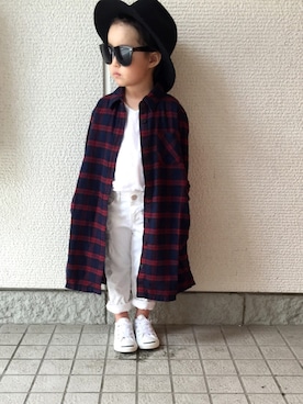 「アイテム（シャツワンピース）」を使った、noaさん（キッズ・100cm）の秋コーディネート