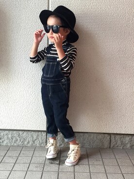 「ツバ広ハット」｜「アイテム（オールインワン・サロペット）」を使った、noaさん（キッズ・100cm）の秋コーディネート