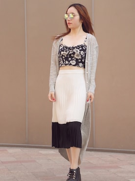 「アイテム（ピーコート）」を使った、EuniceFanさん（レディース・160cm・10代）の春コーディネート