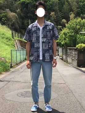 「ＧＷ」｜「アイテム（モカシン/デッキシューズ）」を使った、TOMOさん（メンズ・178cm）の春コーディネート