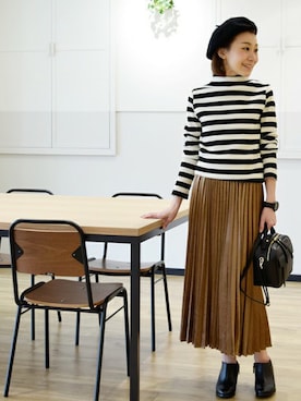 「CASIO」｜「アイテム（ハンチング/ベレー帽）」を使った、GreadyBrilliantSTAFFさん（レディース・155cm）の秋コーディネート