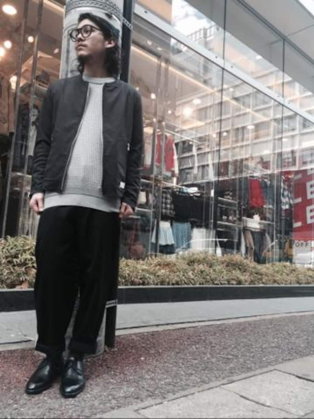 「name.、WRAPINKNOT、PREMIATA」｜「Name.のwool riders（ライダースジャケット、ブラック系）」を使った、libraryさん（メンズ・170cm）の冬コーディネートの1枚目の写真