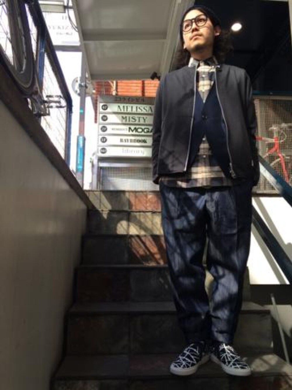 「neutoronica、Scye、m's braque、WRAPINKNOT」｜「Name.のwool riders（ライダースジャケット、ブラック系）」を使った、libraryさん（メンズ・170cm）の冬コーディネートの1枚目の写真
