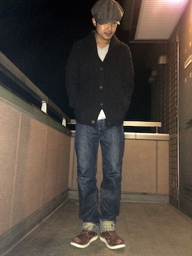 「黒ニット」｜浅野 允利さん（メンズ・177cm）の秋コーディネート