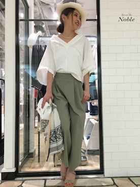 「Noble（ノーブル）の【SENSI STUDIO】 クラシックパナマ◆（ハット）」を使った、rikaさん（レディース・166cm）の春コーディネート