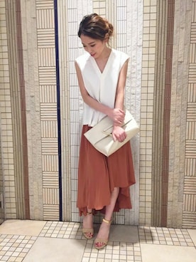 「Vネック」｜rikaさん（レディース・166cm）の夏コーディネート