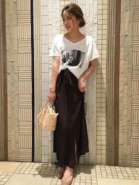 「Noble（ノーブル）のアイテム（Tシャツ/カットソー）」を使った、rikaさん（レディース・166cm）の夏コーディネート