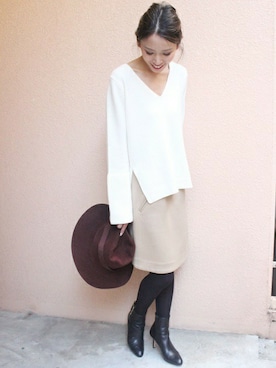 「Vネック」｜rikaさん（レディース・166cm）の秋コーディネート