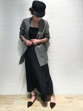 「ロングジャケット」｜「アイテム（その他アウター）」を使った、rikaさん（レディース・166cm）の冬コーディネート
