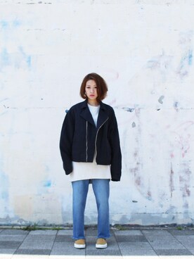 「WhoWhat（フーワット）のアイテム（ジャケット/アウター）」を使った、BlueRanchさん（レディース・158cm）の春コーディネート