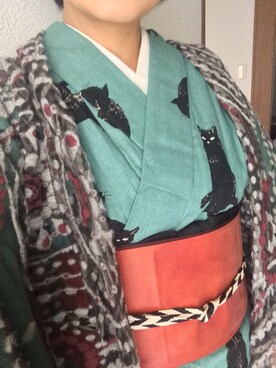 「アイテム（浴衣、グリーン系）」を使った、からんさん（レディース・152cm）の秋コーディネート