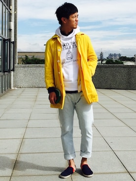 「CLOT（クロット）のアイテム（シューズ）」を使った、謝靖得さん（メンズ・177cm）の冬コーディネート