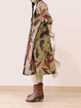 「だぼだぼ」｜「アイテム（ワンピース/ドレス）」を使った、Yotchさん（レディース・163cm）の秋コーディネート