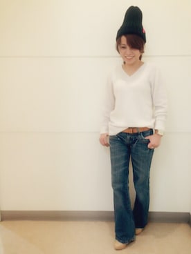 「バギーデニム」｜「アイテム（ブーティ）」を使った、S@COさん（レディース・154cm）の秋コーディネート
