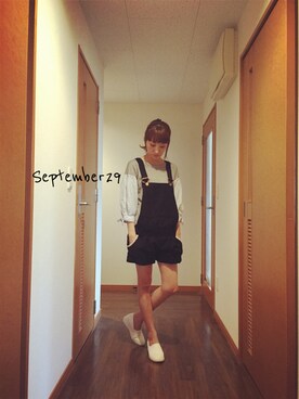 「DEICY（デイシー）のアイテム（サロペット/オーバーオール）」を使った、yn☆さん（レディース・152cm）の秋コーディネート