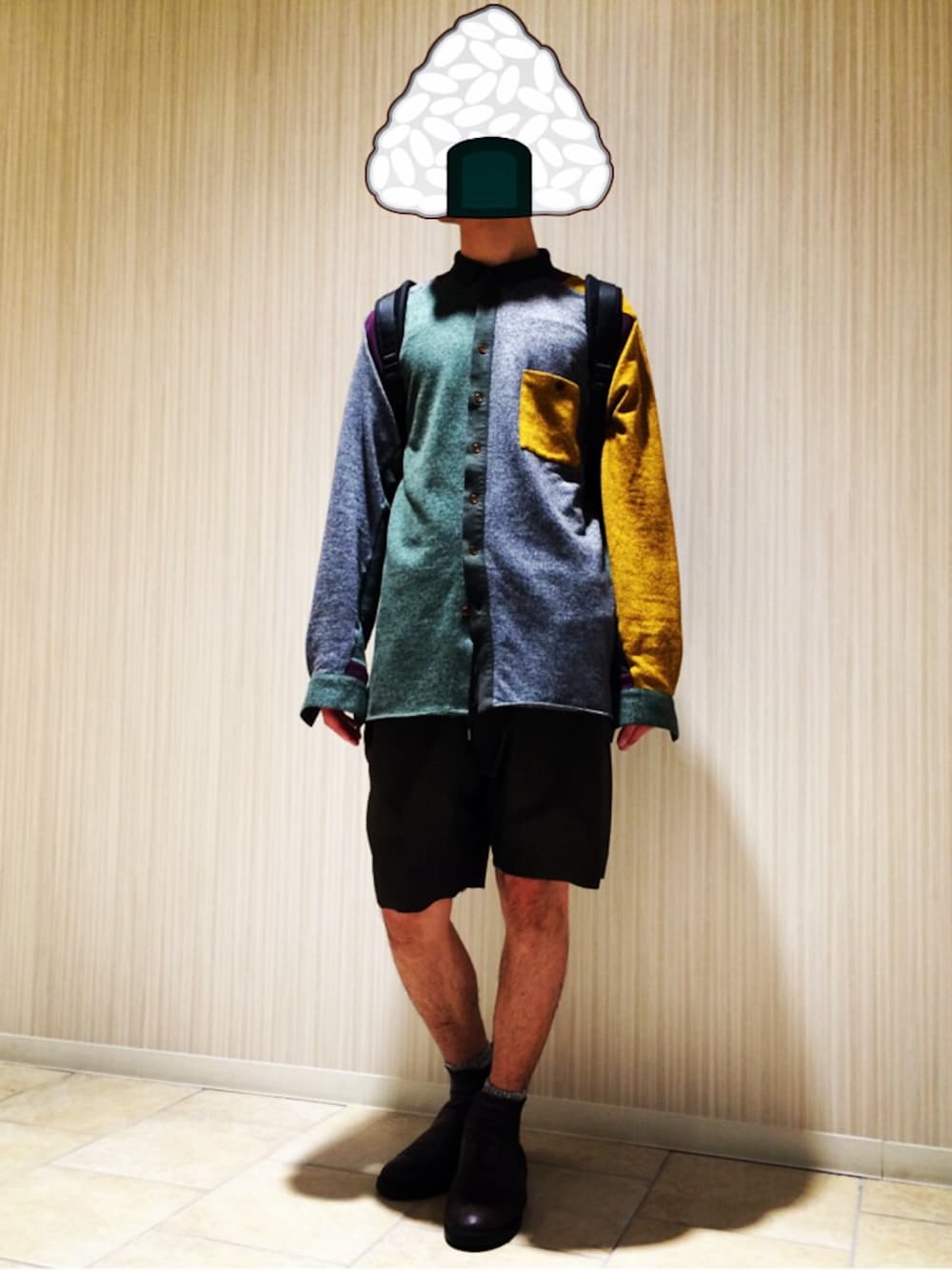 「COMME des GARCONS、ちょっとそこまで、N4、HENRIK VIBSKOV」｜「Henrik Vibskovのヘンリックの柄柄のシャツ（シャツ/ブラウス、その他）」を使った、桜井 雅斗(吉本新喜劇/FM大阪DJ)さん（メンズ・175cm）の夏コーディネートの1枚目の写真