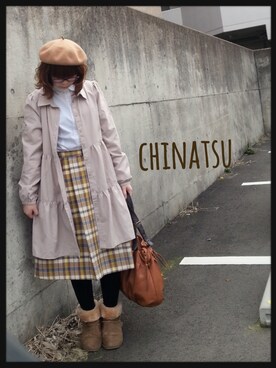 「nice claup」｜「アイテム（ハンチング/ベレー帽）」を使った、ちなつ*さん（レディース・152cm）の春コーディネート