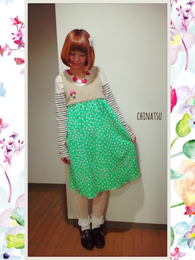 「Handmade（ハンドメイド）のアイテム（ブローチ/コサージュ）」を使った、ちなつ*さん（レディース・152cm・30代）の春コーディネート