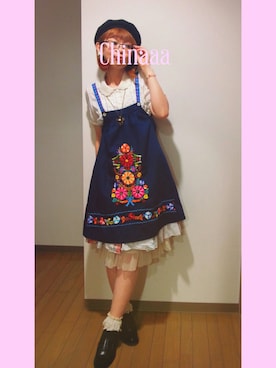 「オンザ眉毛」｜「アイテム（ハンチング/ベレー帽）」を使った、ちなつ*さん（レディース・152cm）の夏コーディネート