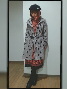 「レトロワンピース」｜「アイテム（その他アウター）」を使った、ちなつ*さん（レディース・152cm）の冬コーディネート