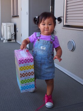 「OSHKOSH（オシュコシュ）のアイテム（ワンピース）」を使った、Ramさん（キッズ・80cm）の秋コーディネート