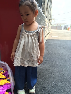 「アイテム（キャミソール、ベージュ系）」を使った、Ramさん（キッズ・80cm）の夏コーディネート