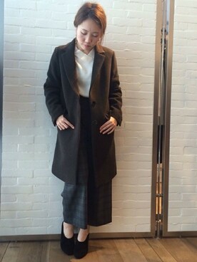 「アパートバイローリーズ」｜「アイテム（チェスターコート）」を使った、kahoさん（レディース・156cm）の秋コーディネート