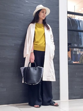 「ユナイテッドアローズ」｜「アイテム（チェスターコート）」を使った、YukaKobayashiさん（レディース・174cm）の春コーディネート