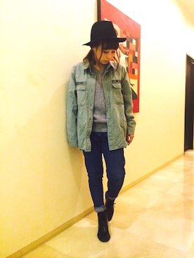 「アイテム（ミリタリージャケット）」を使った、mutsu1987さん（レディース・152cm）の秋コーディネート