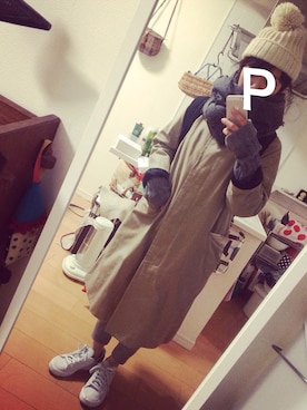 「MACPHEE（マカフィー）のアイテム（トレンチコート）」を使った、Pさん（レディース・149cm）の冬コーディネート