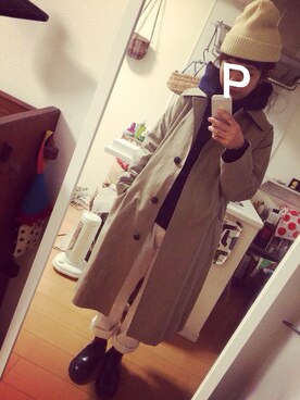 「MACPHEE（マカフィー）のアイテム（トレンチコート）」を使った、Pさん（レディース・149cm）の冬コーディネート