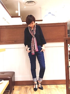 「Tストラップパンプス」｜yumiさん（レディース・155cm）の冬コーディネート