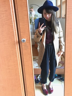 「黒パンツ」｜「アイテム（サロペット/オーバーオール）」を使った、yuriさん（レディース・152cm）の秋コーディネート