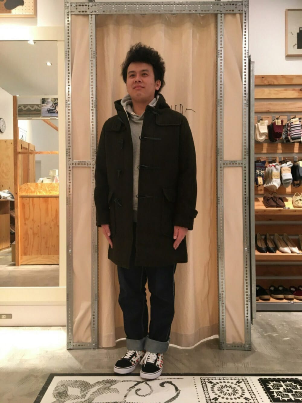 coen（コーエン）の「カバーリングダッフルコート(オリーブ)（ダッフル