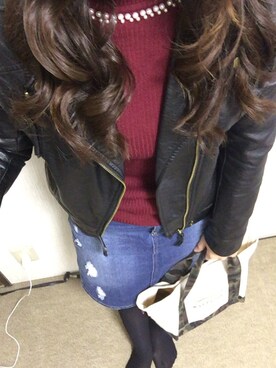 「KOBE LETTUCE」｜「アイテム（ライダースジャケット）」を使った、ｃｈｉｅ ʚ♡ɞさん（レディース・157cm）の秋コーディネート