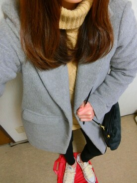 「one way（ワンウェイ）のアイテム（チェスターコート）」を使った、ｃｈｉｅ ʚ♡ɞさん（レディース・157cm）の冬コーディネート