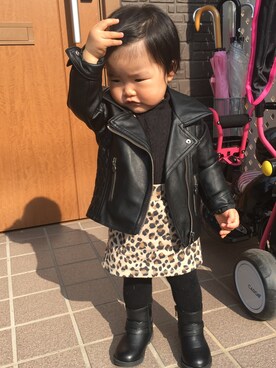 「NET（ネット）のアイテム（ライダースジャケット）」を使った、ayuna.toaさん（レディース・158cm）の秋コーディネート
