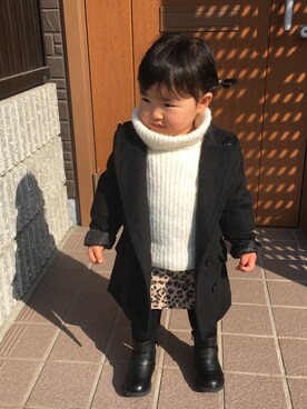 「アイテム（チェスターコート）」を使った、ayuna.toaさん（キッズ・70cm）の冬コーディネート