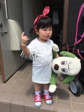 「cache cache（カシュ カシュ）のアイテム（ワンピース/ドレス）」を使った、ayuna.toaさん（キッズ・80cm）の春コーディネート